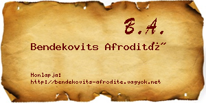 Bendekovits Afrodité névjegykártya